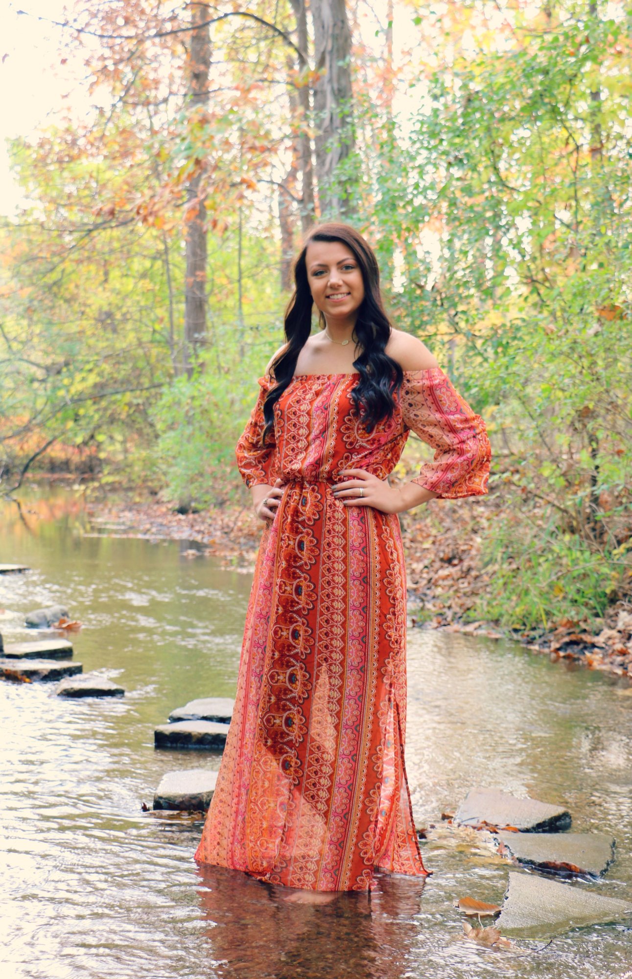 Senior portrait in autumn setting near Howell Michigan