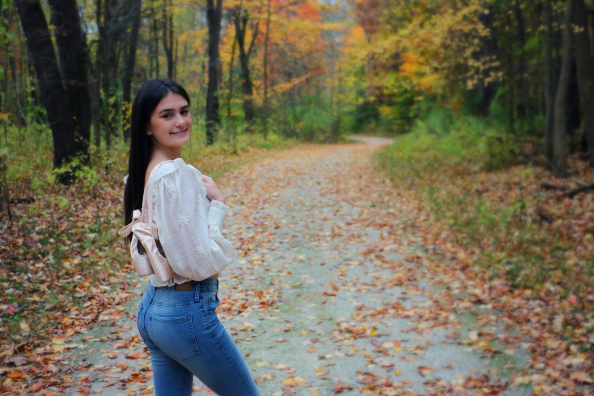 Senior portrait session in Michigan park setting