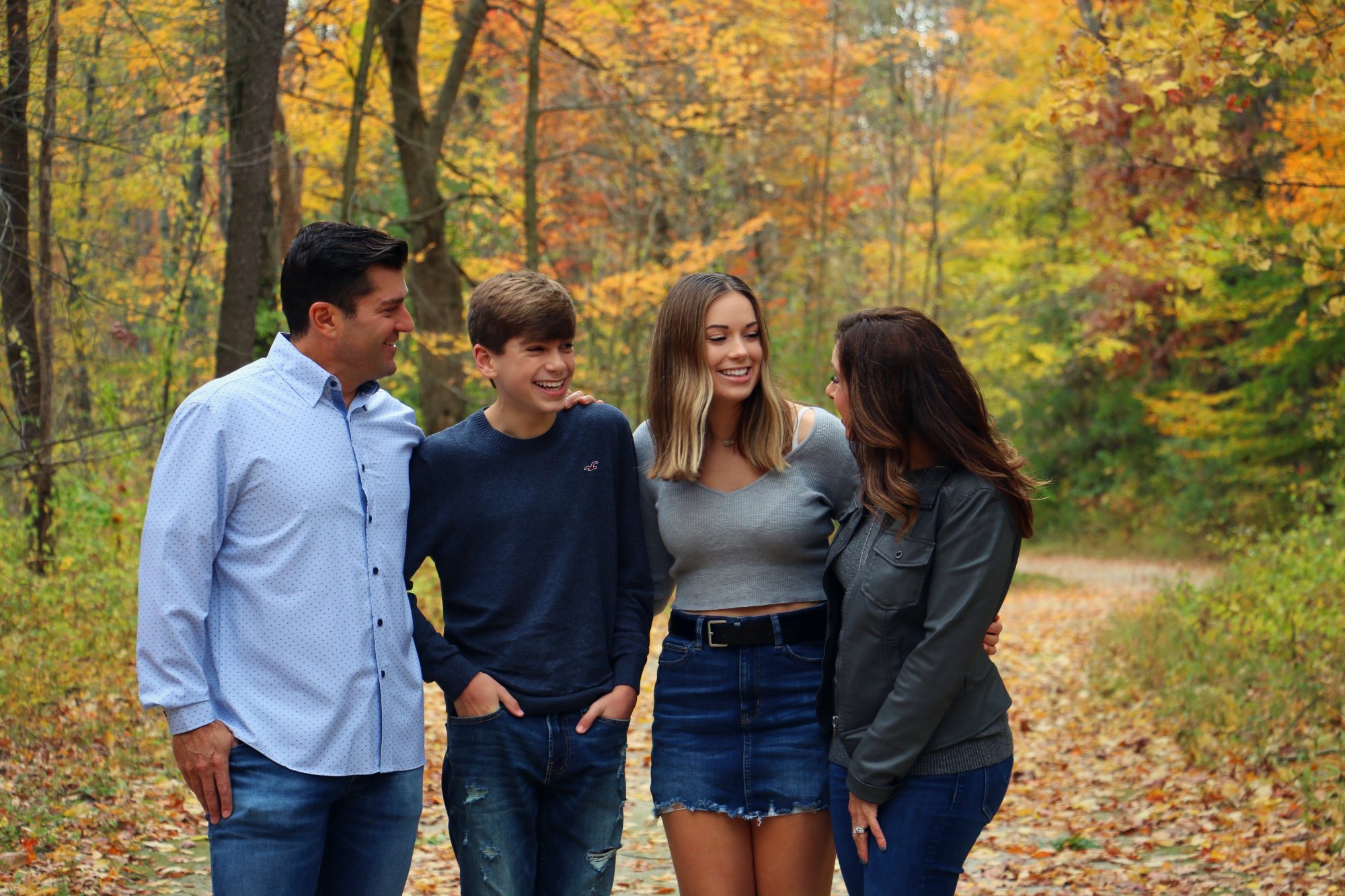 Family portrait with kids in Michigan park setting